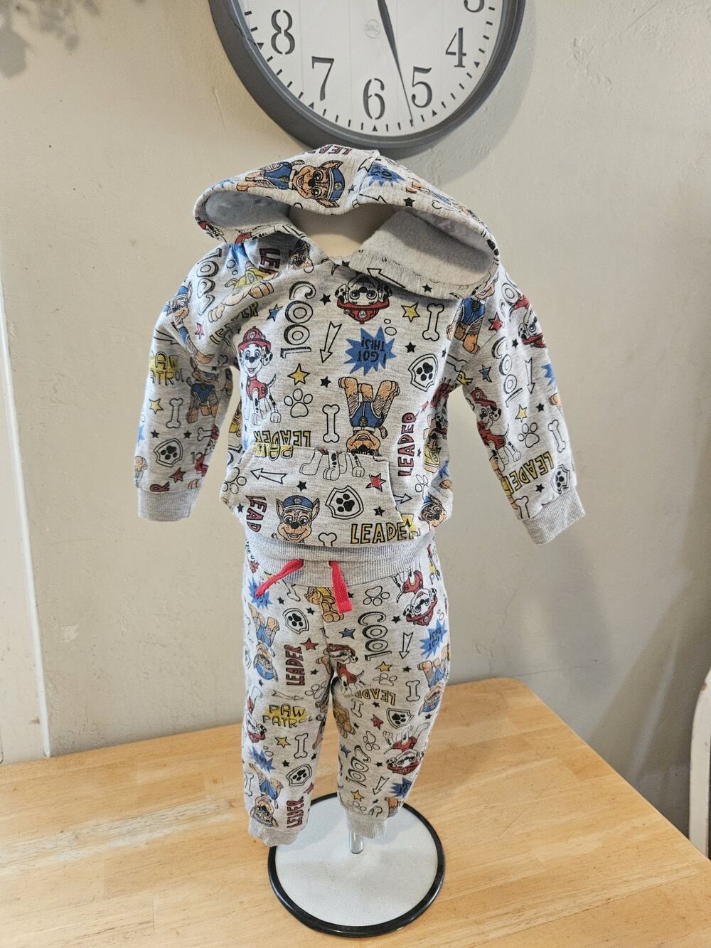 Nickelodeon PAW Patrol Gray Fleece Two Piece Hoodie Toddler Size 12 Months EUC